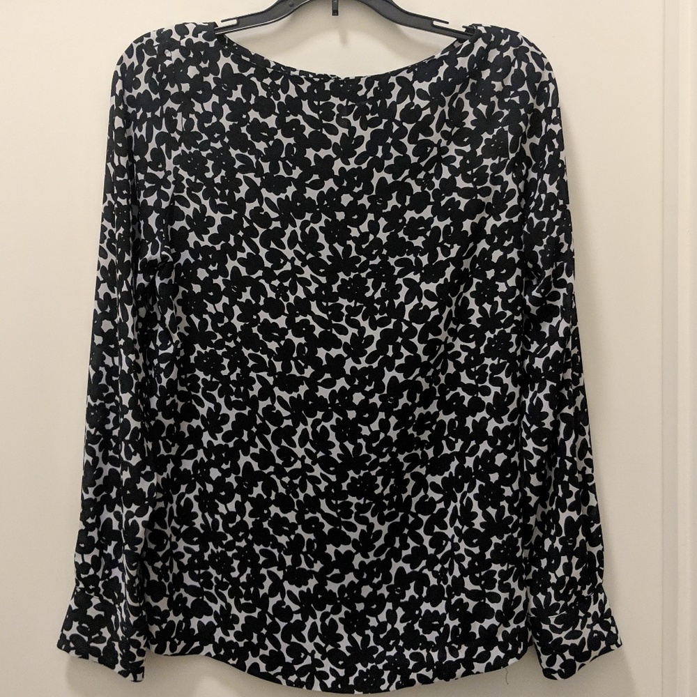 Liz Claiborne Black & White Printed Blouse Size S